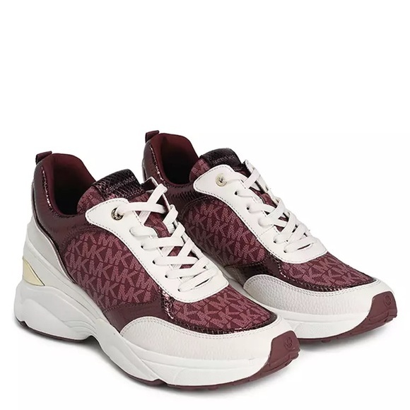 Michael Kors Burgundy and White Women's Sneakers - Picture 1 of 4